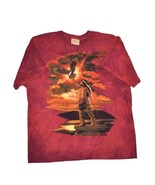 Vintage The Mountain Indian Shirt Mens XL Red Tie Dye Eagle Native American - £16.72 GBP
