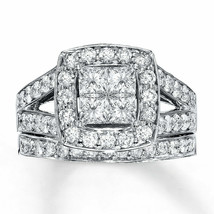 Set Mariage 2.5ct Argent Sterling Fiançailles Anneau de Mariage Simulé Diamant - £184.16 GBP