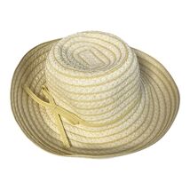 Crazy Horse Liz Claiborne Braided Straw Sun Hat Wide Brim Yellow Ribbon ... - $20.70