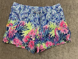 LILLY PULITZER KATIA Shorts Womens S Bennett Blue Lets Mango Flamingo Re... - $29.69