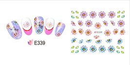 Nail Art 3D Stickers Stones Design Decoration Tips Flowers Pink Blue E339 - £2.36 GBP