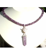 Crystal Point Set in Sterling Silver Nordic Face &amp; Amethyst Beads in Nec... - €26,05 EUR