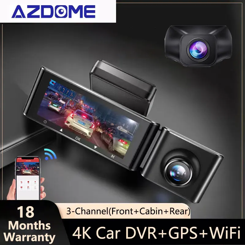 AZDOME M550 3 Channel Dash Cam, Front Inside Rear Three Way Car DVR,4K+1080P - £194.71 GBP