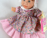 GI-GO Girl Doll with Brown hair in Pink dress and Bonnett 7&quot; Palm doll w... - $7.61