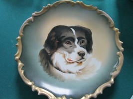 Antique L.S. &amp; S. Lazarus Straus Ny Ceramic St Bernard Dog Platter Wall Plaque - £197.84 GBP