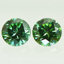 Round Shape Diamond Matching Pair Fancy Green Color Loose Enhanced SI1 0.50 TCW - £390.07 GBP