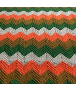 VTG Afghan Crochet Blanket Handmade Throw Quilt Multicolor Zig Zag Chevr... - $88.29 CAD