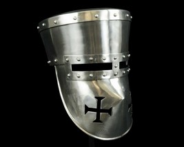 Medieval Knight Replica Crusader&#39;s Helmet Medieval 18Gauge Steel Armor H... - $98.80