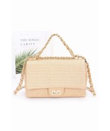Faux Straw Flap Bag with Metal Accents - Chic &amp; Versatile Accessory - $34.50