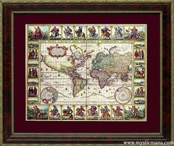 1584 World Map Cartography By Piscator Highest Quality Reproduction - $65.00