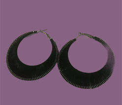 Black thread and bead hoop earrings - $10.00