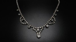 Antique Rhinestone Prom Dance Wedding Princess Bib Necklace 16&quot; NB3 - $19.80