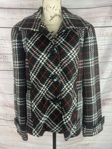 Chicos 1 Plaid Tweed Jacket Womens M 8 Collared Long Sleeve Button Front... - £17.98 GBP
