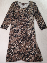 Dana Buchman Sheath Dress Womens Medium Black Brown Snakeskin Print Round Neck - £17.31 GBP