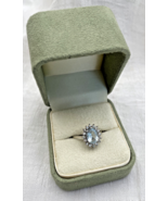 Tribute 14k White Gold Ring Blue Topaz 16 Small Diamonds Size 8-1/4 3.3 ... - £264.92 GBP