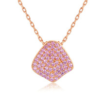 Gold Plated S925 Silver Necklace with Pink Opal Pendant SN0078 - $14.00