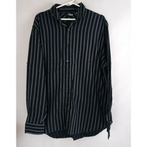 Murano Men&#39;s Liquid Cotton Black With Gray Stripes Casual Shirt Size XL - £19.09 GBP