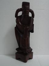 Elder Immortal Figure Chinese Wood Carving Statue Taoist Boxwood Hand Carved 10&quot; - £17.58 GBP