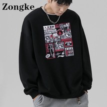 Zongke Print Casual Sweatshirts Men Clothing Japanese Streetwear Men Sweetshirts - £107.15 GBP