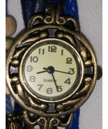 LADIES LEATHER CHARM BRACELET WRIST WATCH - $63.35