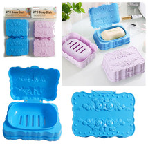 4 Pc Soap Dish Holder Drain Container Saver Bathroom Shower Travel Case Storage - £11.98 GBP