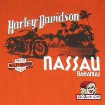Harley Davidson Nassau Bahamas Orange T-Shirt - Unisex Large - Double St... - $15.95