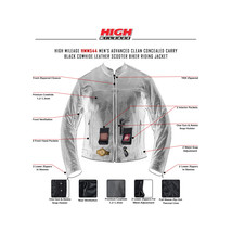 High Mileage Men&#39;s Black Vented Premium Leather Scooter Jacket - $223.54 CAD+
