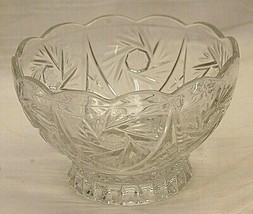 Crystal Footed Table Centerpiece Bowl Pinwheel Waffle Etched Designs Sca... - £46.45 GBP