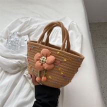 Flower Tote Bags Summer Beach Handbags Casual Woven Ladies Purses 2023 Korean Tr - £79.20 GBP