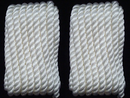 (2) WHITE Twisted 3 Strand 1/2&quot; x 25&#39; ft HQ Boat Marine DOCK LINES Mooring Ropes - £27.78 GBP