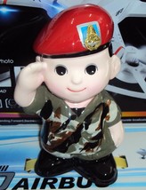 Doll Commando RTAF SOLDIER MILITARY piggy bank ceramic Men show baby saving - £26.10 GBP
