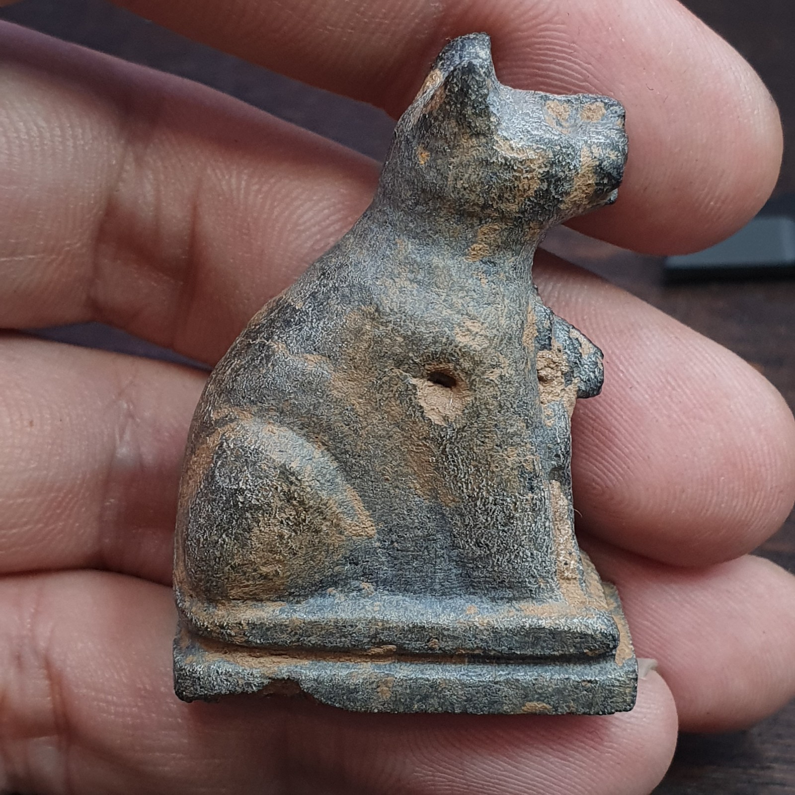 Antica statuetta animale in pietra gatti misteriosi animali perline amuleto Item image 5