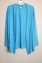 Chico’s 100% Linen Women&#39;s Size 2 (L) Open Long Cardigan Sweater Blue - £13.57 GBP