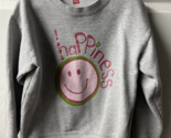 Hanes Happiness Smiley Face Girls Medium 7 Gray Long Sleeve Pullover Swe... - $7.85