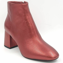 Ash Women Block Heel Zip Up Ankle Booties Heroin Size US 9 Metallic Red Leather - £98.43 GBP