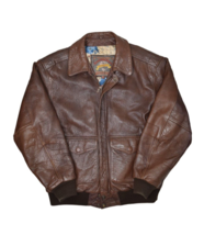 Adventure Bound Leather Jacket Mens 2XL Brown Bomber Map Lined Wilsons vintage - £53.41 GBP