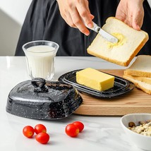 Butter Dish with Lid, Ceramic Butter Dish with Cover for Countertop, Black - £34.61 GBP