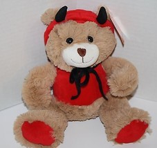 Inter American Product Devil Valentines Teddy Bear Horns 10&quot; Plush Stuffed NEW - £8.38 GBP