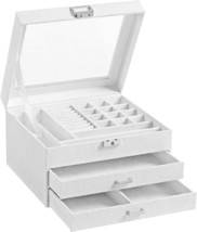 Songmics Jewelry Box, Lockable Jewelry Storage Organizer,, White Ujbc158W01 - £26.37 GBP