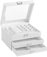 Songmics Jewelry Box, Lockable Jewelry Storage Organizer,, White Ujbc158W01 - £26.43 GBP