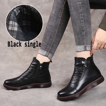 Autumn Winter Woman Genuine Leather Ankle Boots Female Casual Shoes Women Waterp - £60.42 GBP