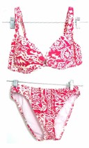 Sunsets Red &amp; White Bikini Swimsuit Padded Top &amp; Full Basic Bottoms Sz M EUC - £35.96 GBP