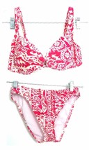 Sunsets Red &amp; White Bikini Swimsuit Padded Top &amp; Full Basic Bottoms Sz M EUC - $44.99