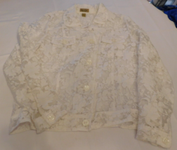 Peck &amp; Peck Ladies Women&#39;s Long Sleeve Button Up Jacket Size L large White GUC - £12.13 GBP