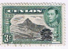 Stamps Ceylon Sri Lanka 3c Green King George VI Adams Peak Scott #279 - $0.67