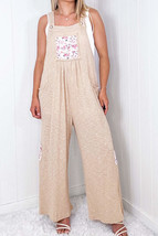 Jet Stream Floral Patchwork Ribbed Side Pockets Wide Leg Jumpsuit - $48.63