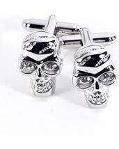 Bey-Berk Rhodium-Plated Cufflinks with Crystal Scull Design - $28.95