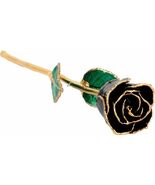 Lacquered Black Rose with Gold Trim - $138.00