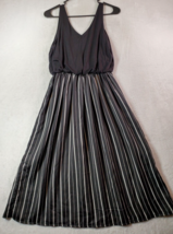 LOFT Fit &amp; Flare Dress Women Size Petite XS Black White Stripe Sleeveless V Neck - £17.52 GBP