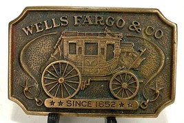 Vtg Wells Fargo Solid Brass Belt Buckle-BAF - £26.14 GBP